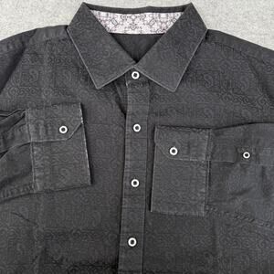 Robert Graham Button Up Shirt Men's 1XL Black Bayview Paisley Jacquard Flip Cuff